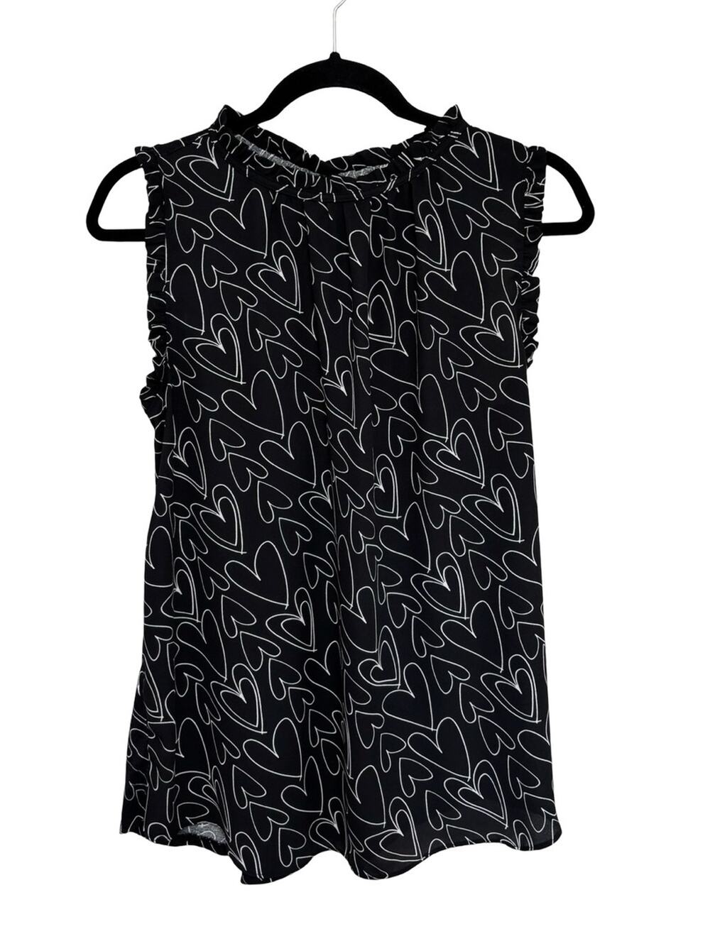 LOFT Mixed Media Novelty Heart Printed Sleeveless Blouse - Size S